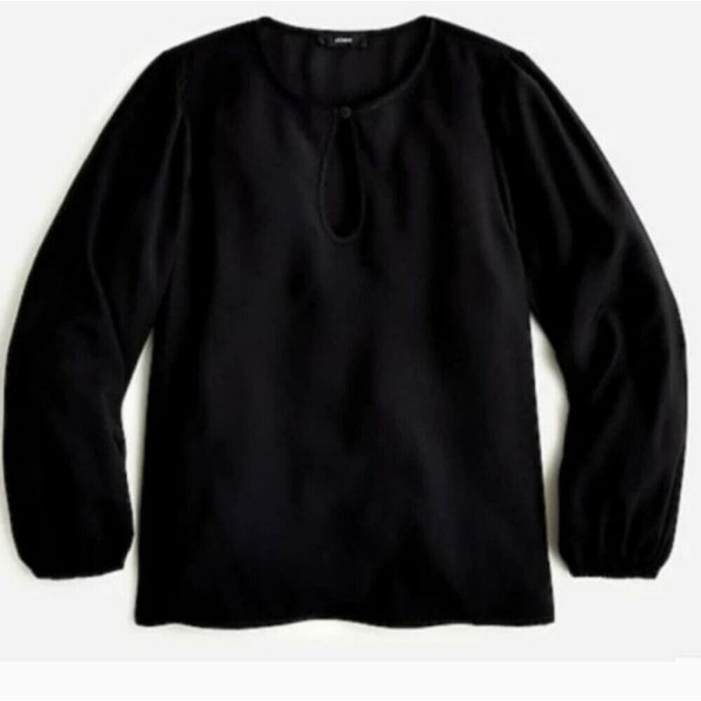 NWT J. Crew Puff Sleeve Satin-Back Crepe Top Size Large Petite